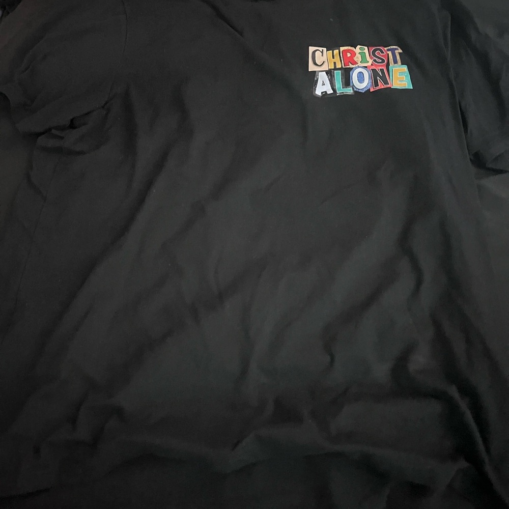 Black Graphic T-Shirt with Colorful Text